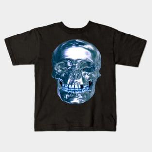 Blue Chrome Skull Kids T-Shirt